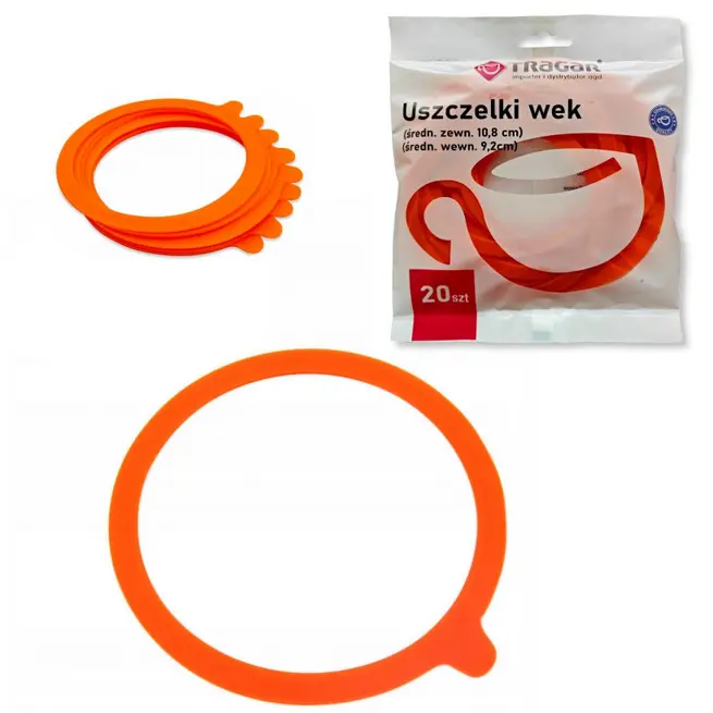 Zdjęcie produktu Uszczelki do weków słoików gumowe 10,8 cm 20 sztuk 