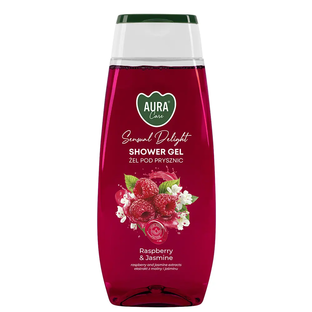 Zdjęcie produktu Żel pod prysznic malina i jaśmin nawilżający aura care 350 ml