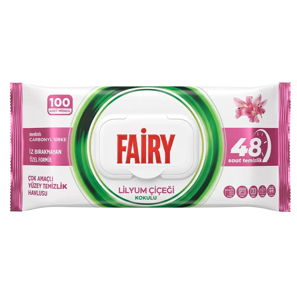 Zdjęcie produktu Fairy Chusteczki uniwersalne soda ocet lilia 100 sztuk