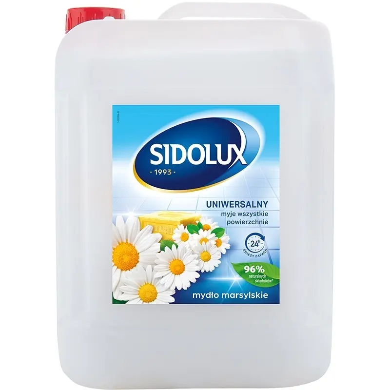 Zdjęcie produktu Płyn uniwersalny Sidolux Mydło Marsylijskie do wszystkich powierzchni podłóg glazury kamienia paneli  5 L