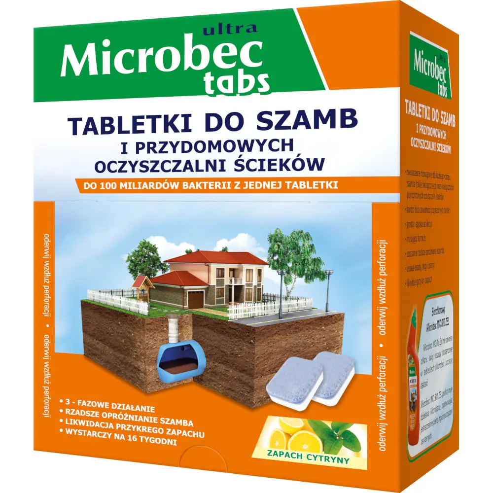 Zdjęcie produktu Microbec ultra tabletki do szamb oczyszczalni bakterie cytryna 1 szt.