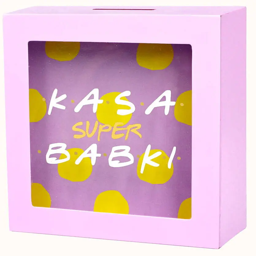 Zdjęcie produktu Skarbonka drewniana ramka Kasa Super Babki do zbierania pieniędzy SBB-002