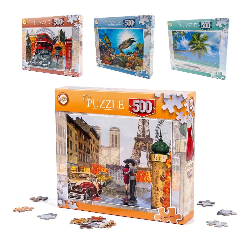 Zdjęcie produktu Puzzle 500 elementów krajobrazy miasta zwierzęta układanka 61x46 cm