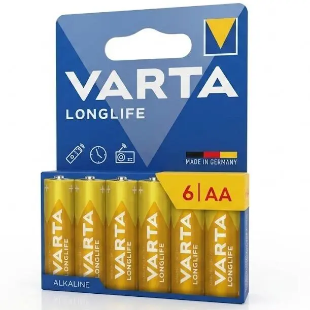 Zdjęcie produktu Baterie AA LR6 alkaliczne paluszki Varta Longlife Power wzmocnione 6 sztuk Made In Germany