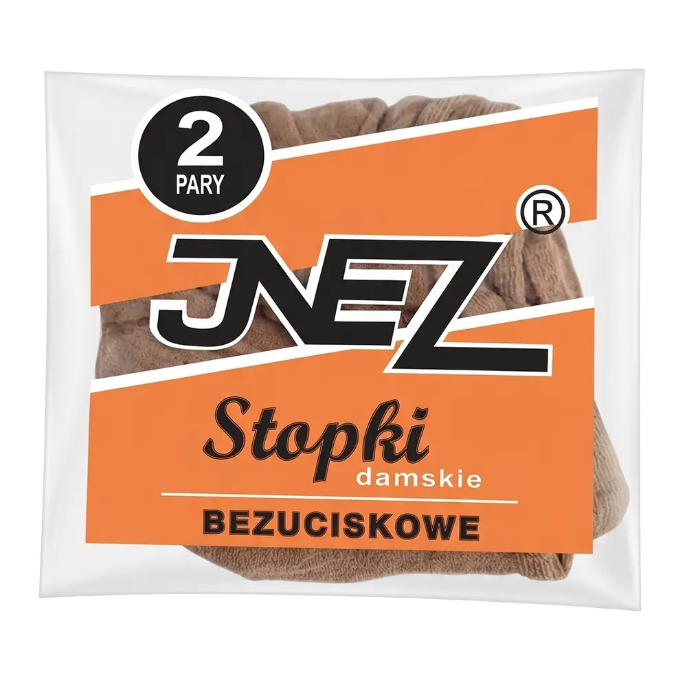 Zdjęcie produktu Stopki damskie bezuciskowe 2 pary brązowe elastil skarpetki podkolanówki