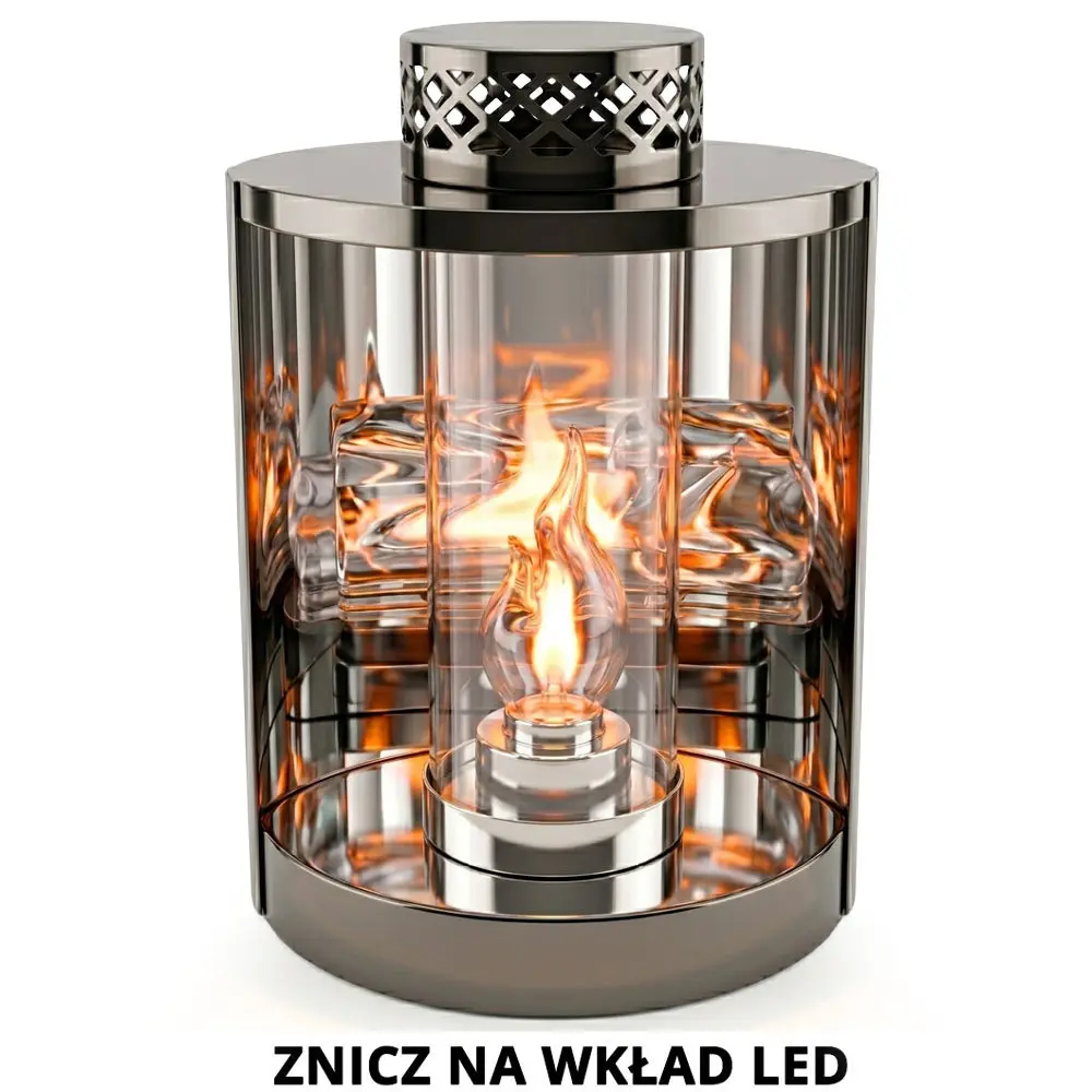 Zdjęcie produktu Latarnia Lampion Znicz grafitowa szklana na wkład LED dokupowany osobno LN-SL2536C 30cm                                                                       