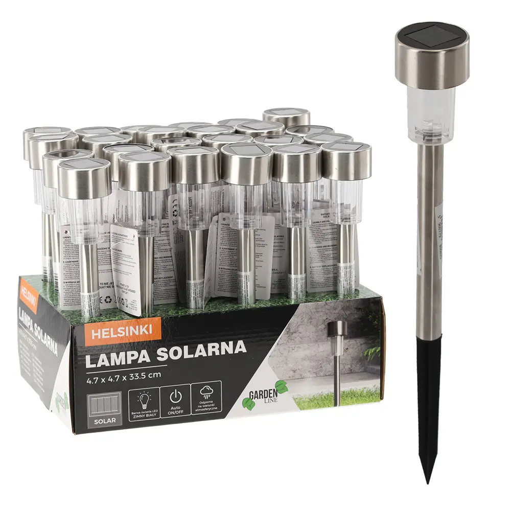 Zdjęcie produktu Lampa solarna ogólna led do ogrodu wzdłuż ścieżek taras stalowa 33,5 cm