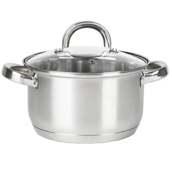 Zdjęcie produktu Garnek ze stali nierdzewnej pokrywka szklana indukcja gaz 2L 18 cm