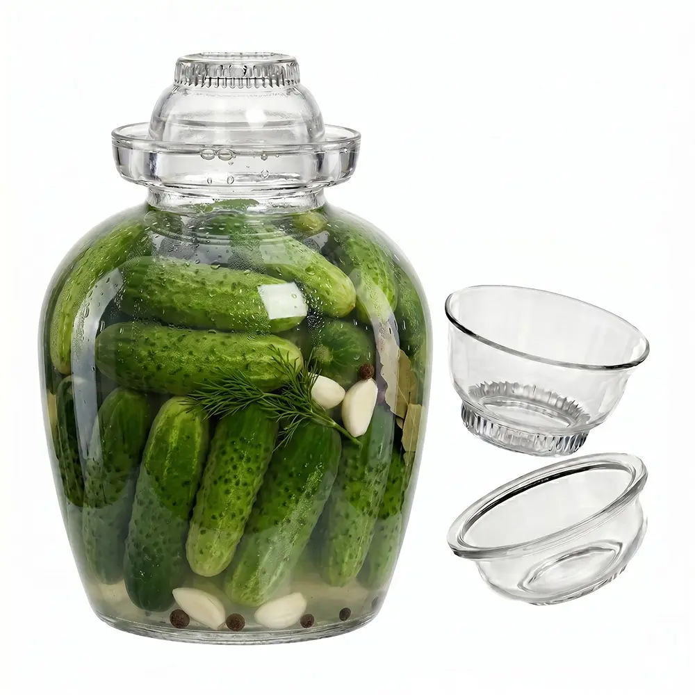 Zdjęcie produktu Słój szklany hermetyczny do fermentacji kiszenia ogórków kapusty 2,5L 23,5 cm