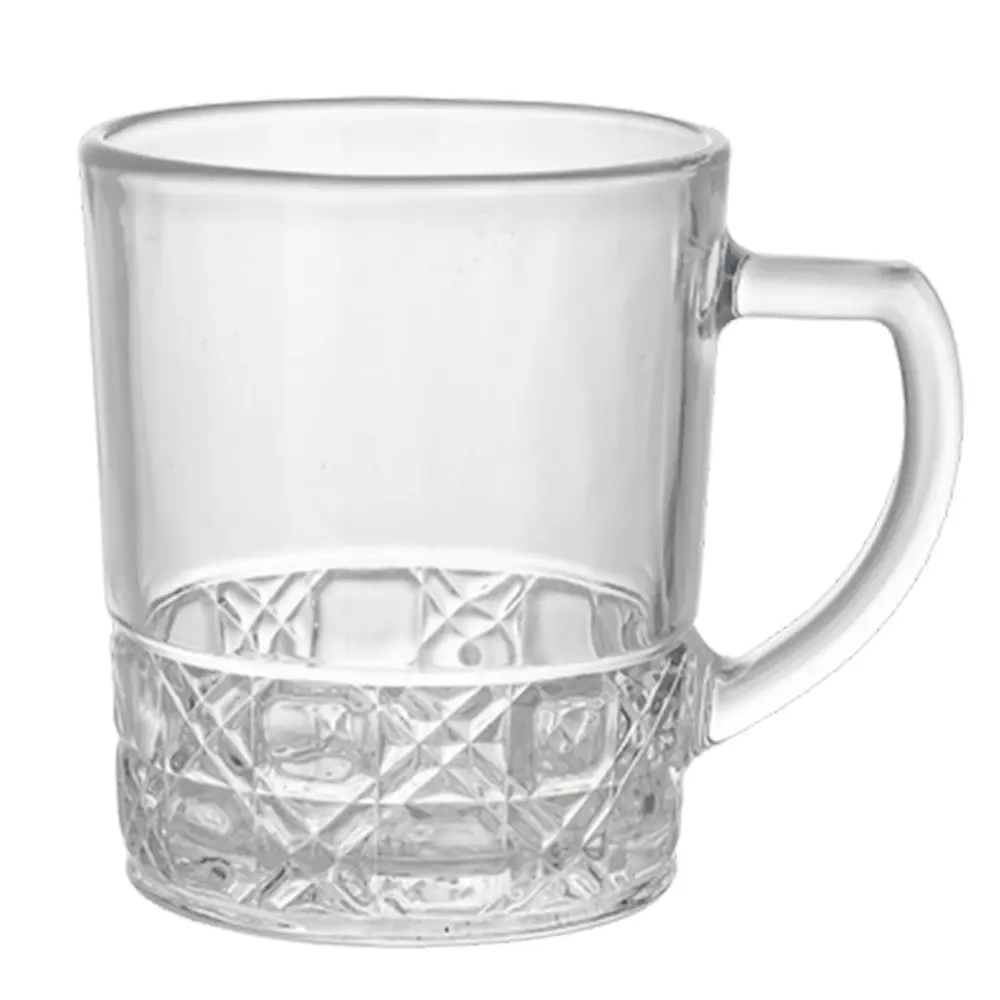 Zdjęcie produktu Komplet szklanek z uchem do kawy herbaty 240ml żłobione 6szt