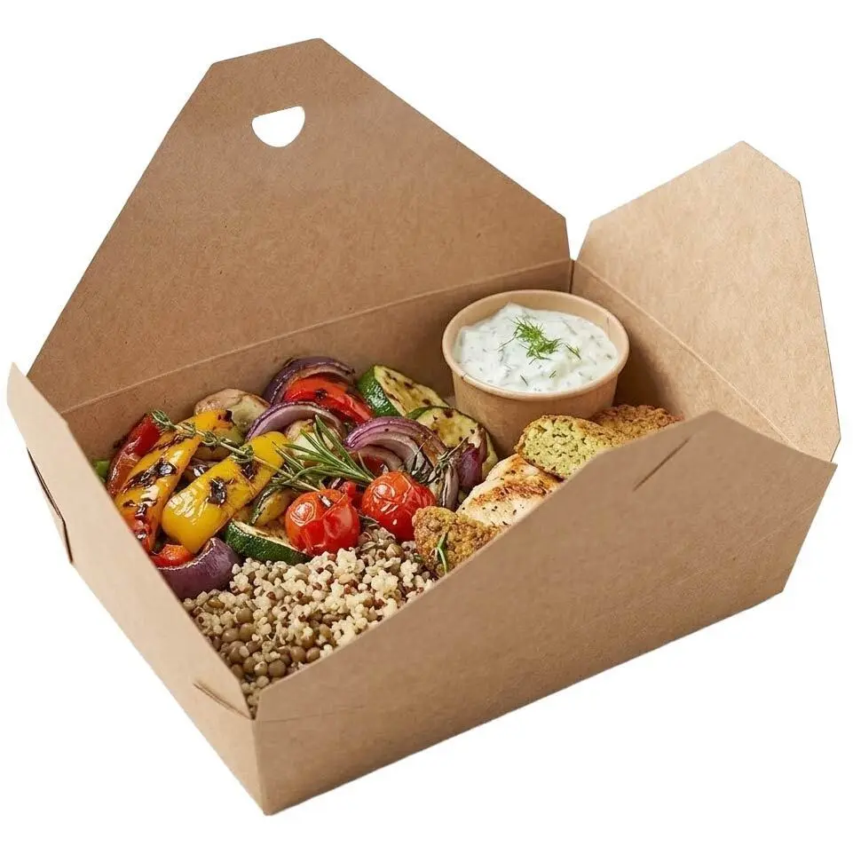Zdjęcie produktu Karton Lunch Box Kraft pojemnik jednorazowy 20x14x6,5 cm obiadowy eko 1500ml 20szt.
