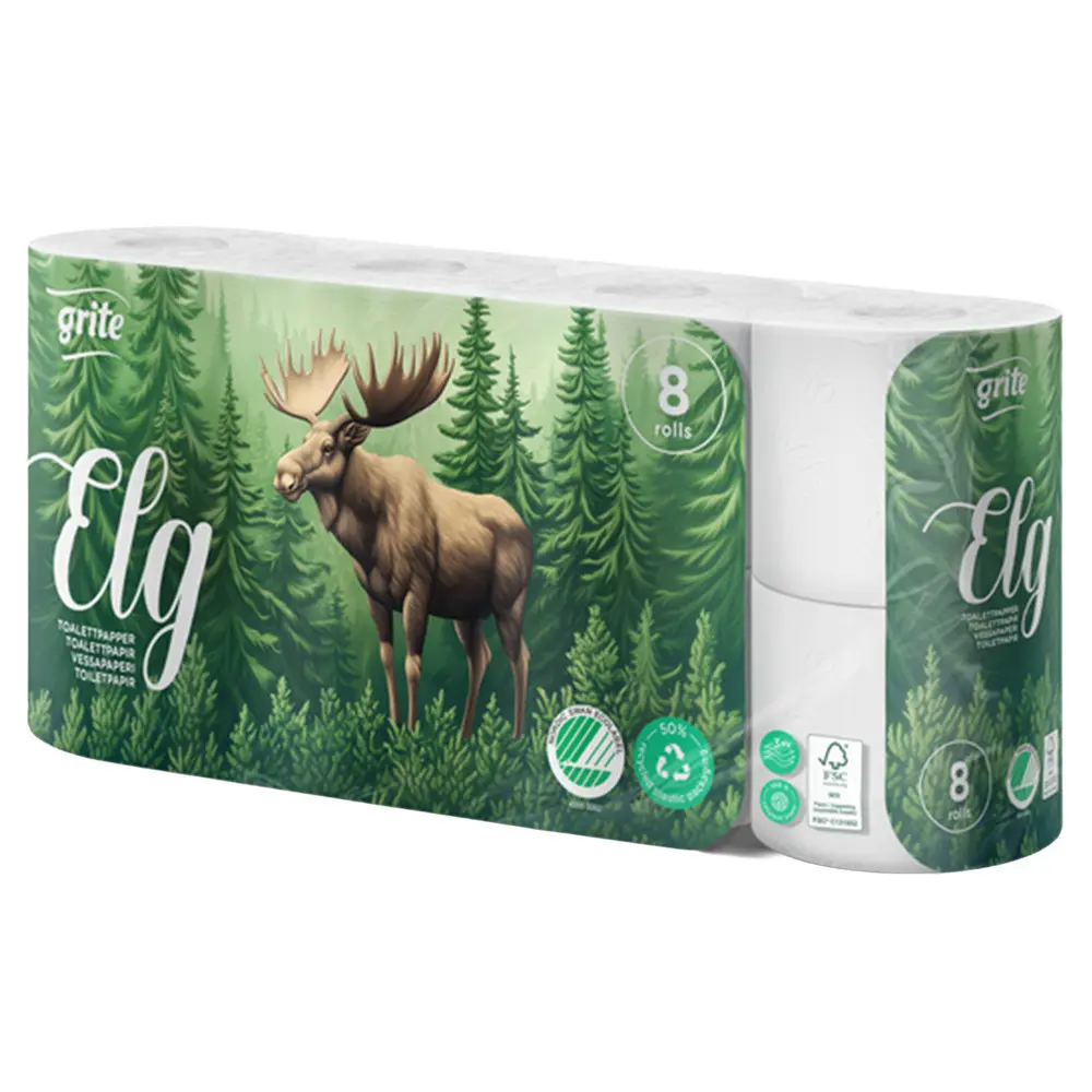 Zdjęcie produktu Papier toaletowy Grite ELG 8szt. trzywarstwowy biały miękki 