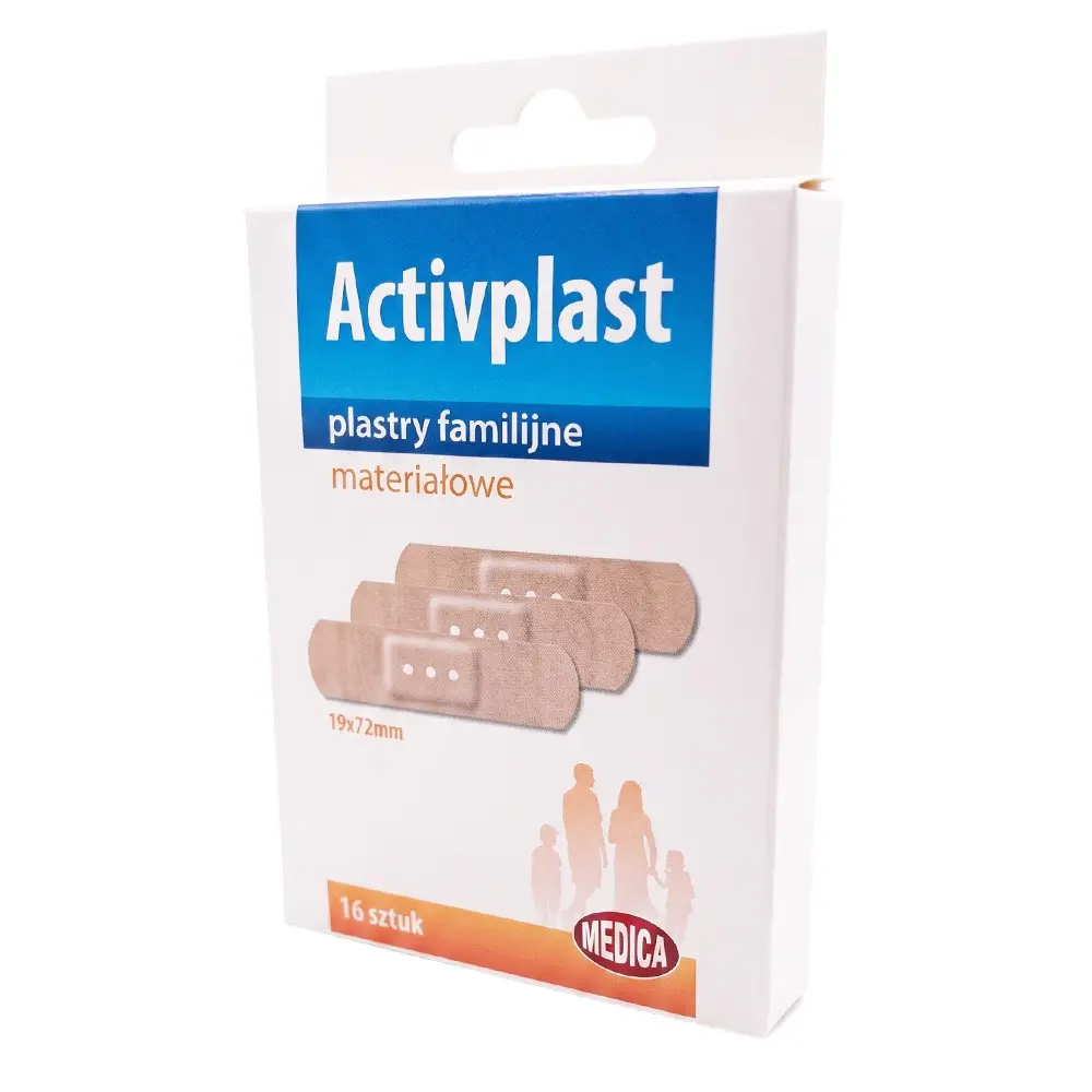 Zdjęcie produktu Plastry z opatrunkiem zestaw 16 szt. materialowe wodoodporne 19x72mm