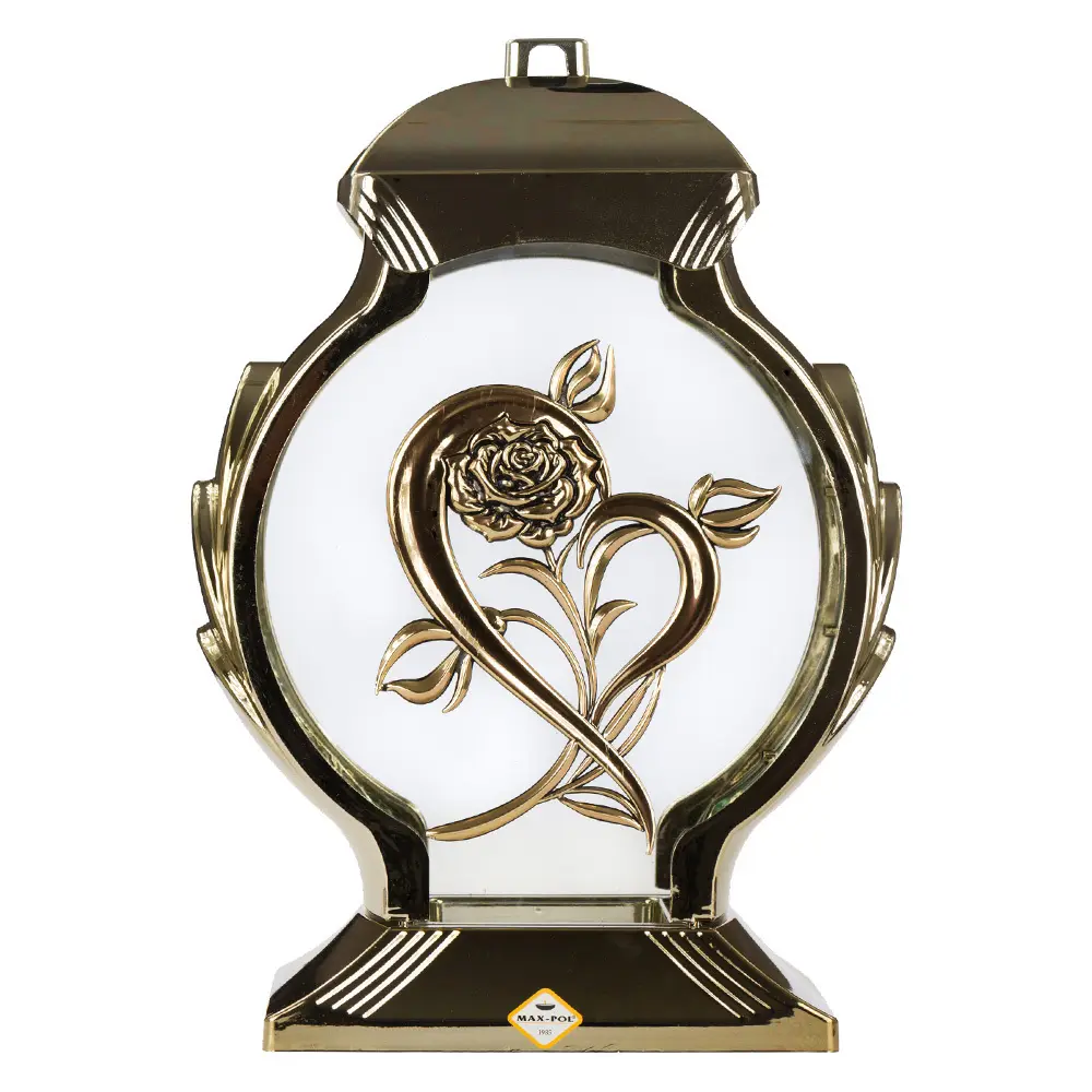 Zdjęcie produktu Znicz obelisk duży szklany metaliza złoty 36 cm L-1129