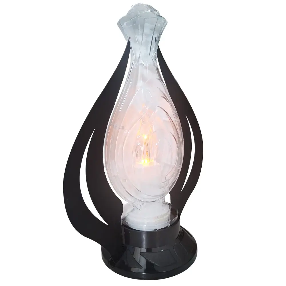 Zdjęcie produktu Znicz lampion latarnia wazon 4 led lampion nagrobny na baterie 32 cm
