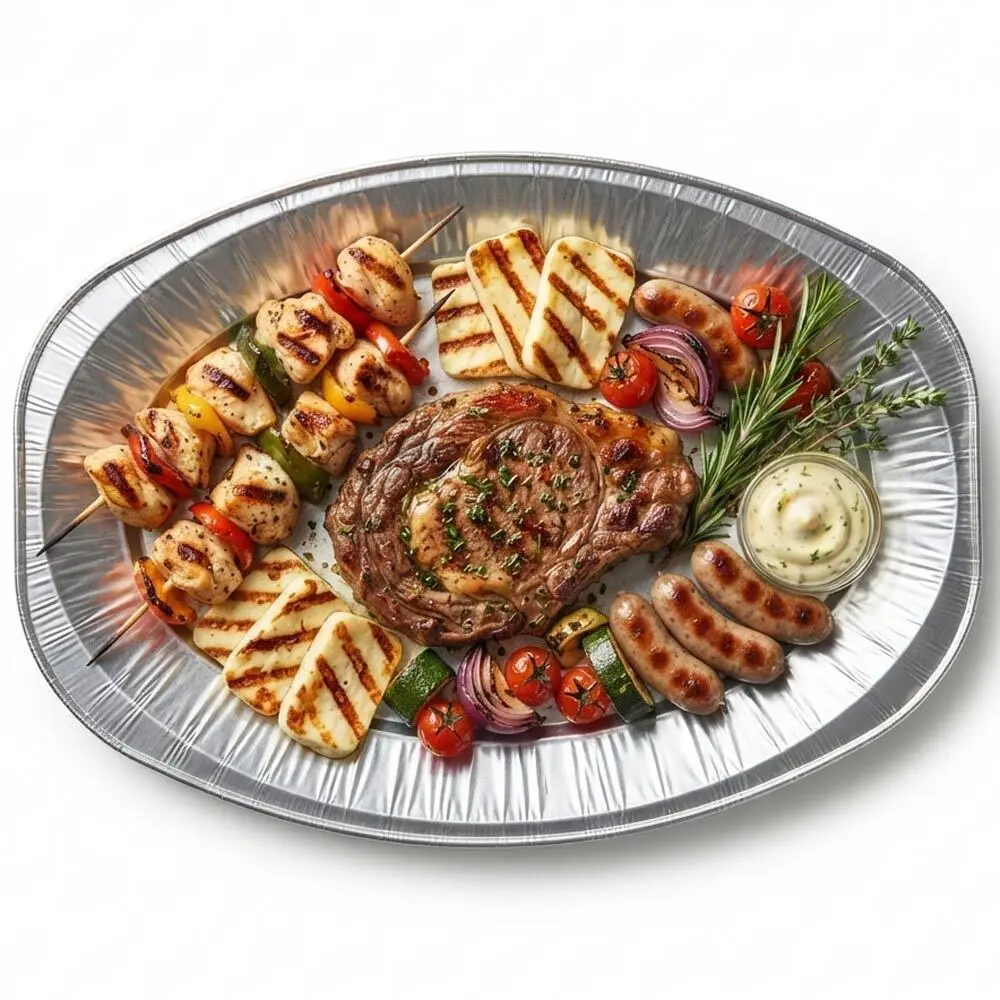 Zdjęcie produktu Tacka półmisek aluminiowy owalny 445x295 mm do grilla 1 szt.
