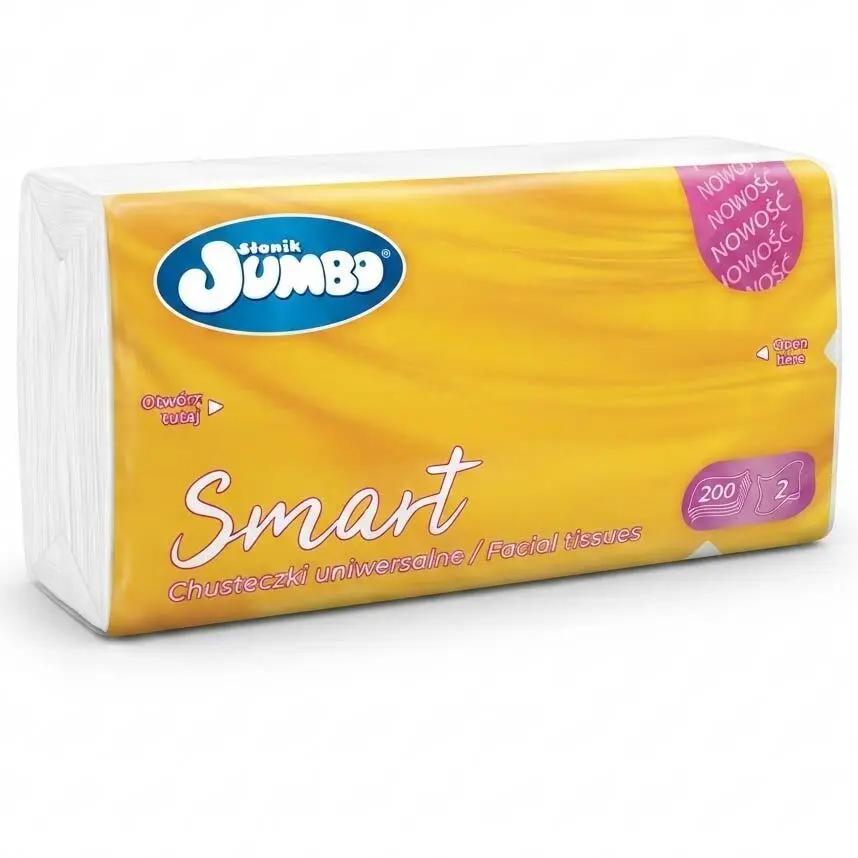Zdjęcie produktu Chusteczki Higieniczne Jumbo wyciągane dwuwarstwowe miękkie 2 warstwowe 200szt. 