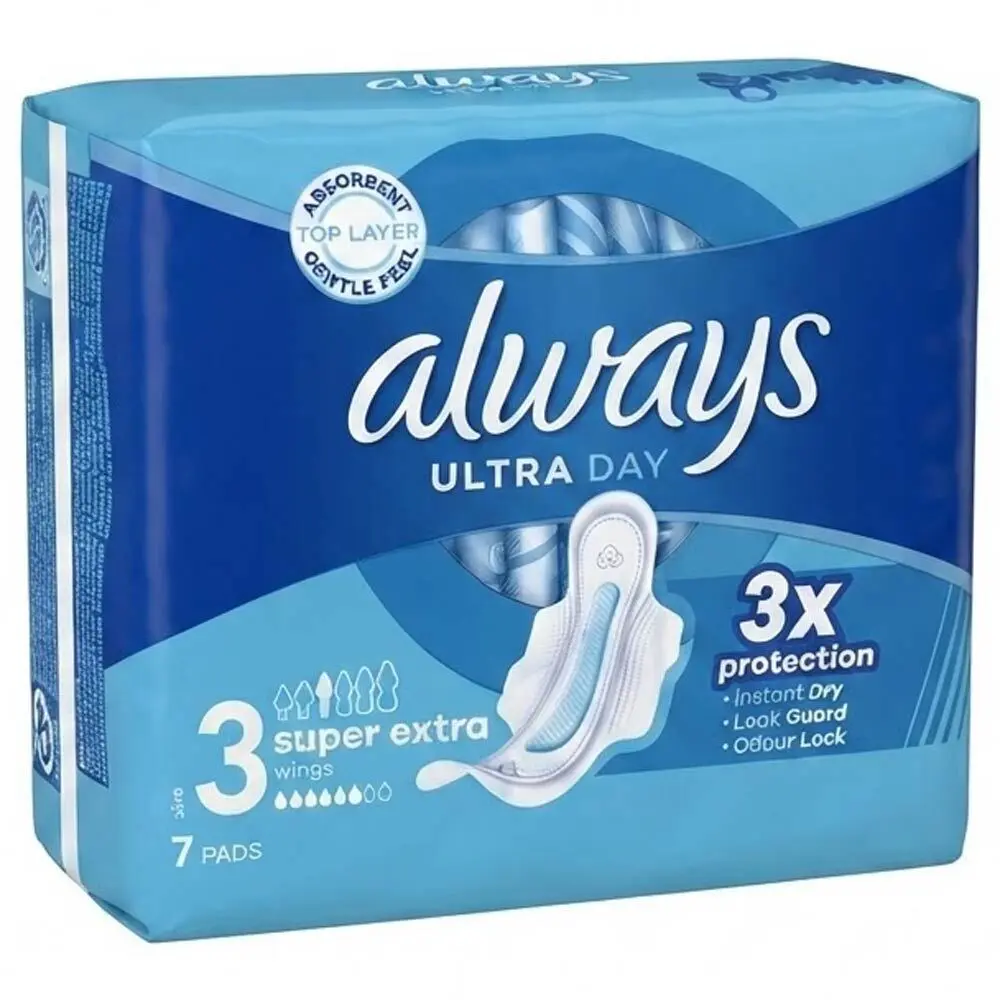 Zdjęcie produktu Podpaski ze Skrzydełkami Always Ultra Day oddychające 3x Protection 7 sztuk rozmiar 3