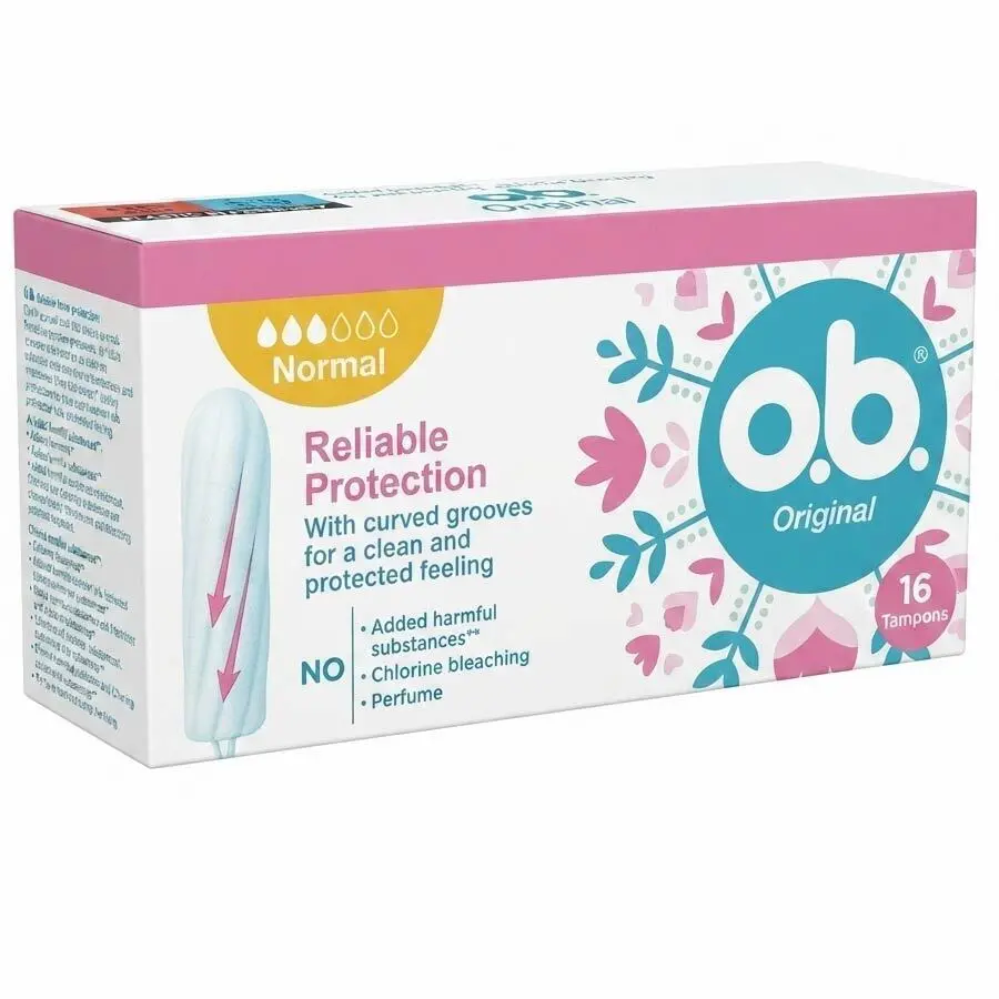 Zdjęcie produktu Tampony OB Reliable Protection Normal ze Skręconymi Rowkami Ochrona i Uczucie Świeżości 16 sztuk