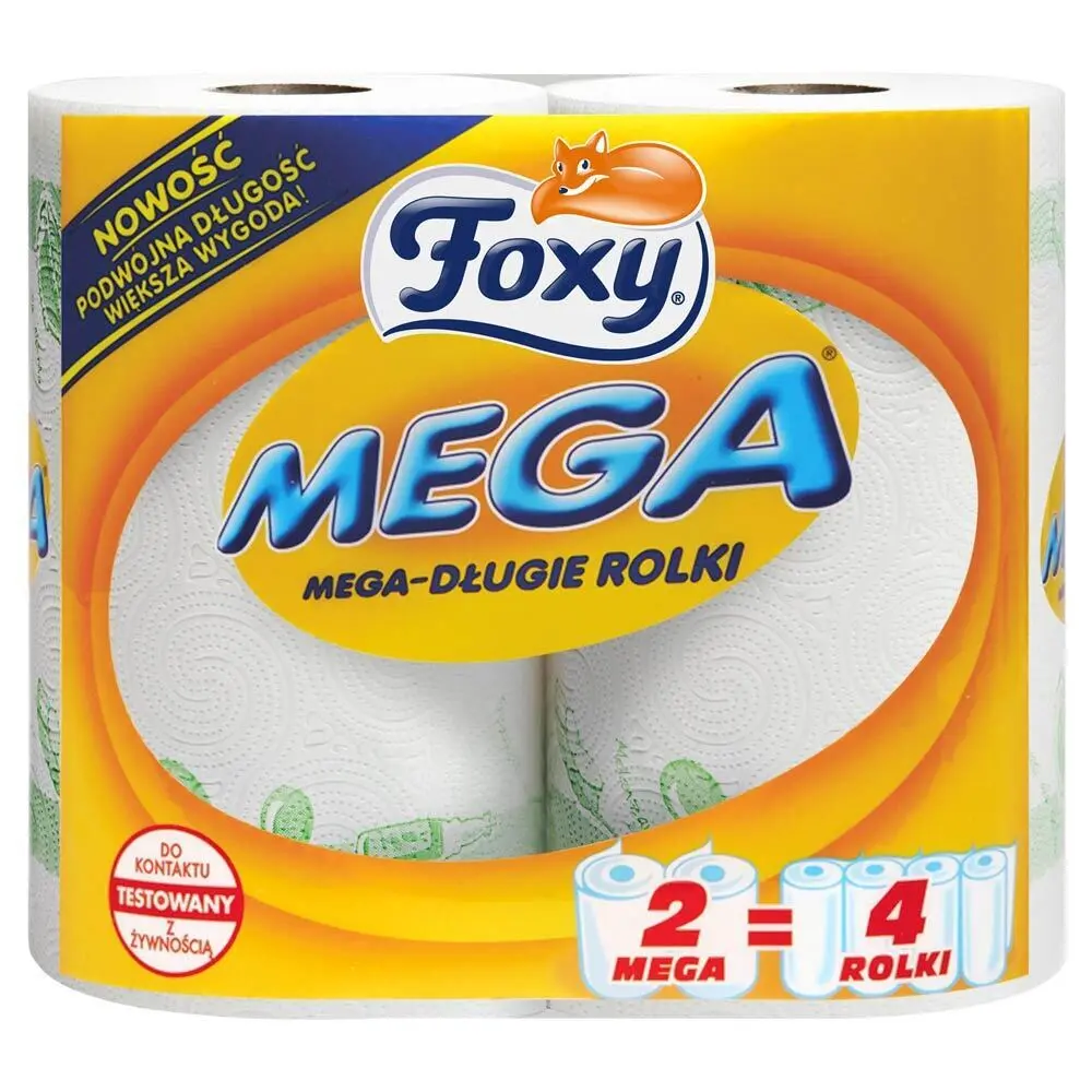 Zdjęcie produktu Ręcznik papierowy Foxy Mega Długie Rolki 2 warstwy Super Chłonny 2 Rolki Najlepszy na rynku! 