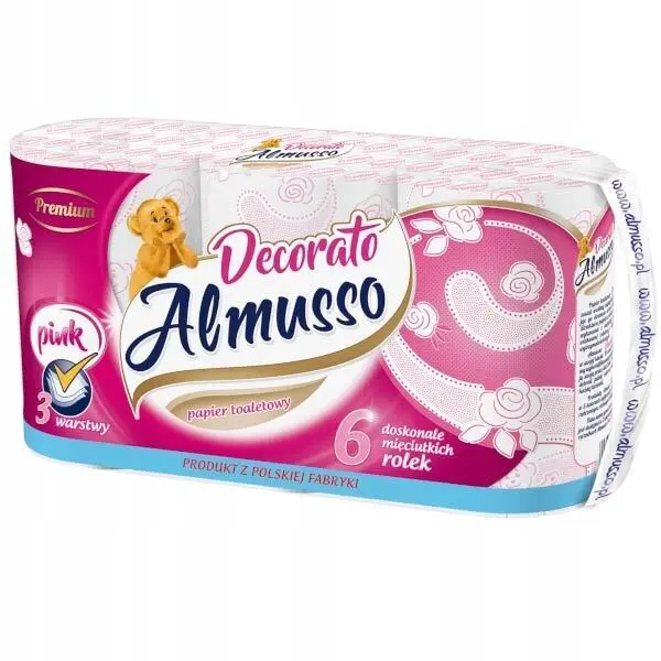 Zdjęcie produktu Ekskluzywny Papier Toaletowy Almusso Decorato Różowy 3-warstwowy 36 rolek