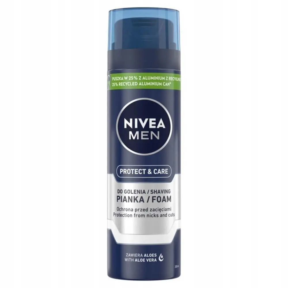 Zdjęcie produktu Pianka do golenia Nivea Protect & Care Aloe dla mężczyzn 200 ml 