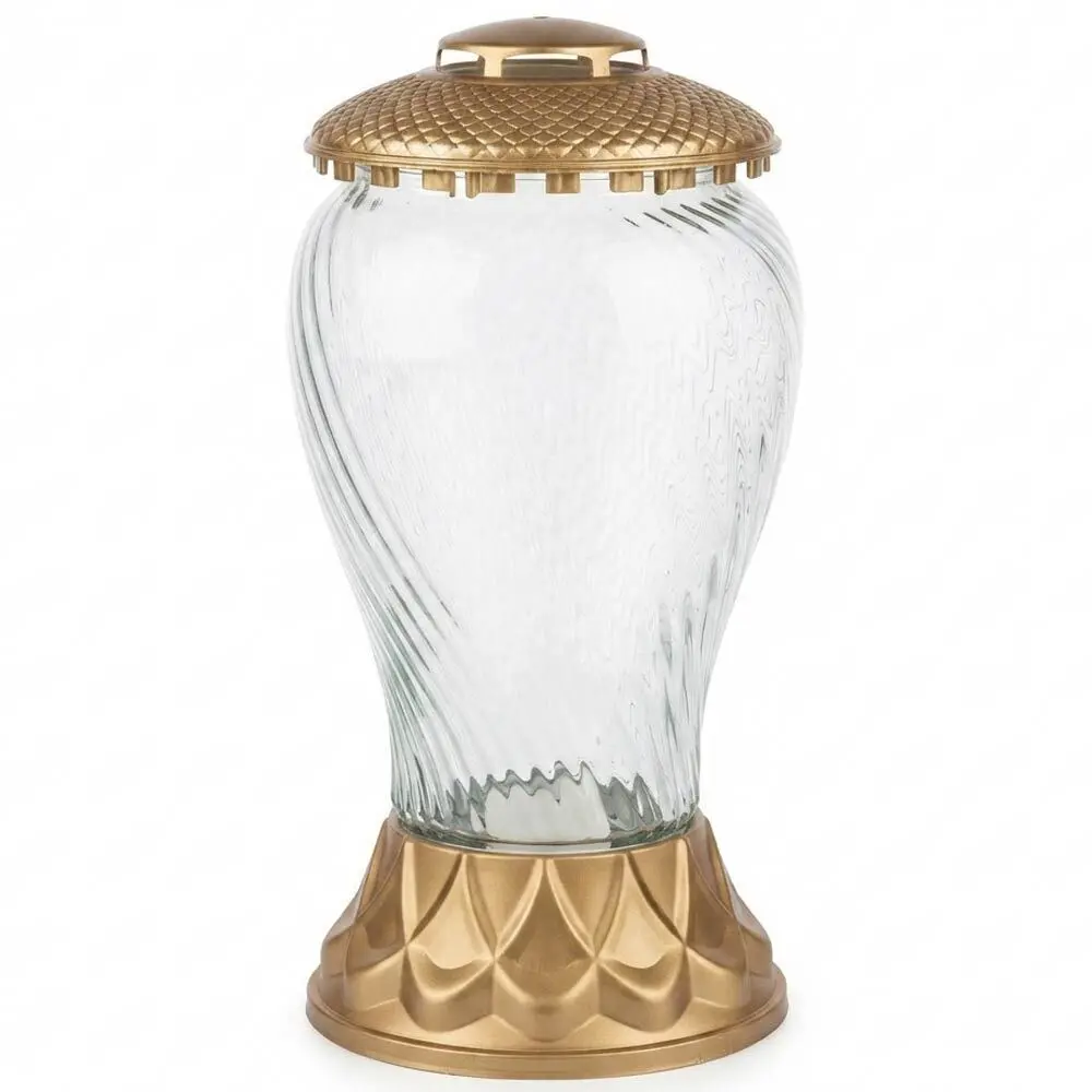 Zdjęcie produktu Znicz Szklany Santa Marozza Sapporo na grób elegancki Złoty Metalizowany 34cm