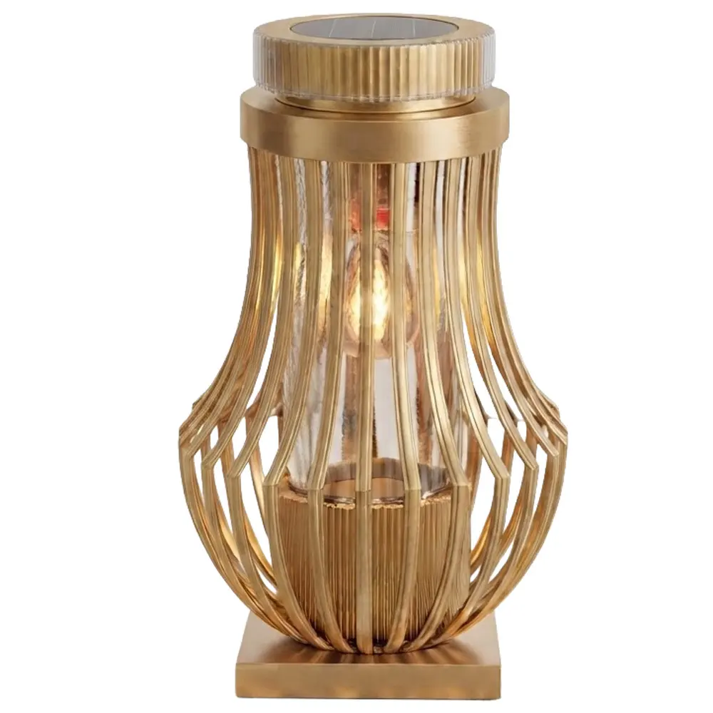 Zdjęcie produktu Znicz Solarny Szklany Santa Marozza Atena na grób elegancki Złoty Metalizowany 32cm