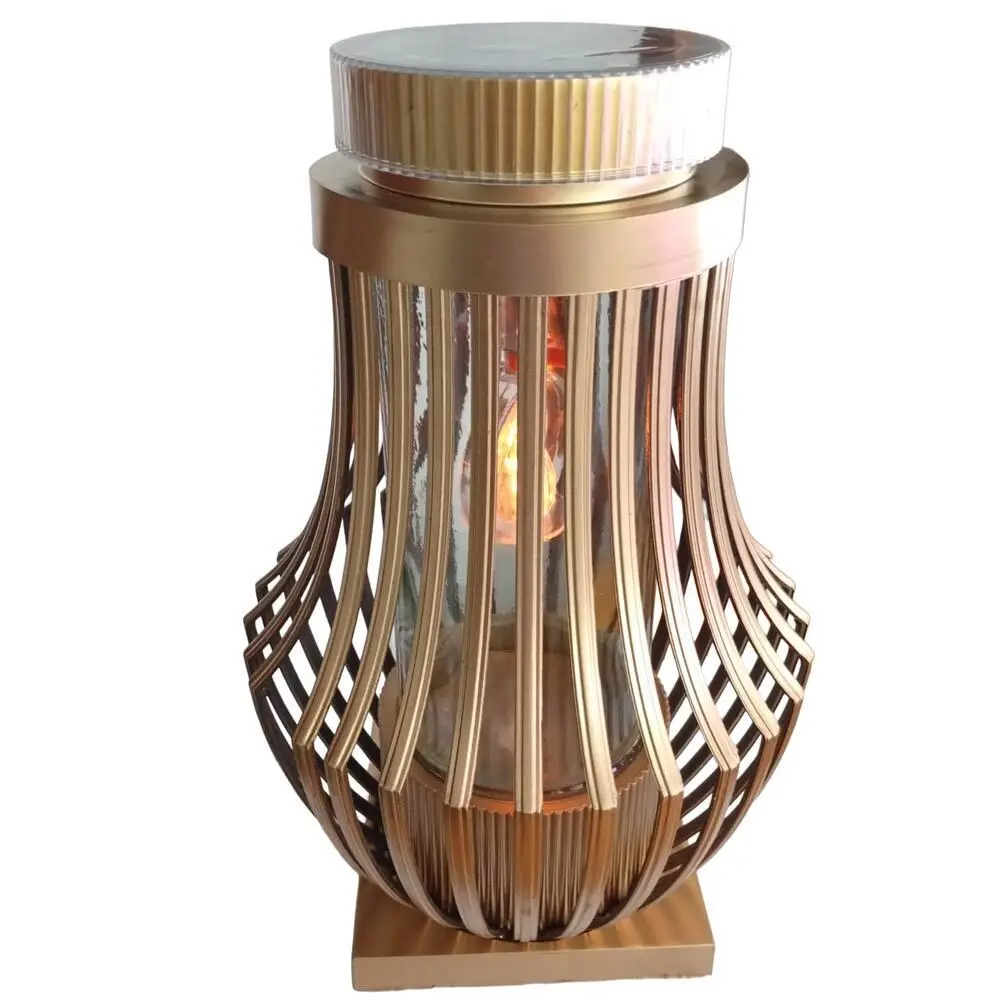 Zdjęcie produktu Znicz Solarny Szklany Santa Marozza Aneta na grób elegancki Złoty Metalizowany 32cm