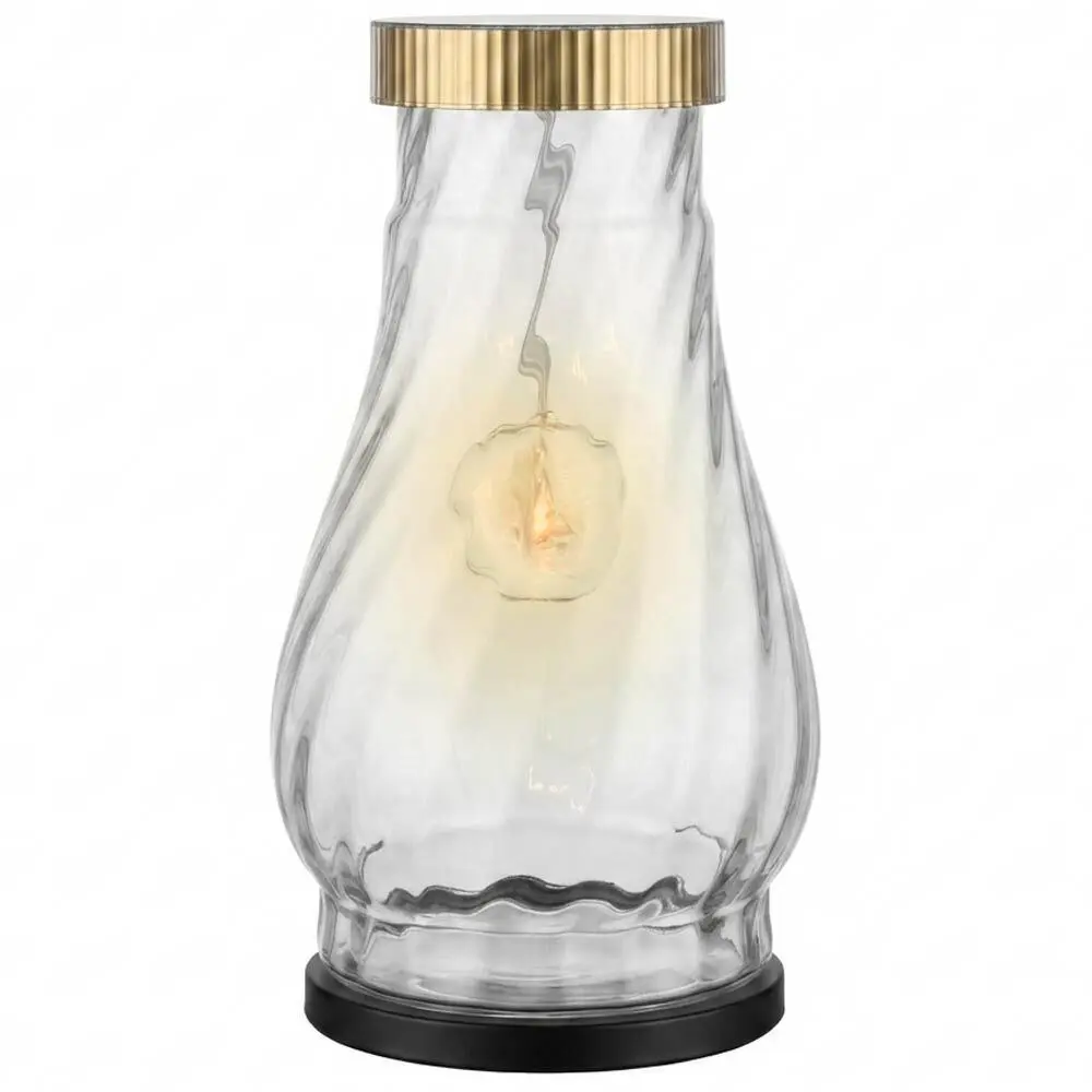 Zdjęcie produktu Znicz Solarny Szklany Santa Marozza Amsterdam na grób elegancki Złoty Dekiel 33cm