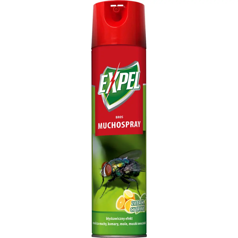 Zdjęcie produktu Muchospray EXPEL Spray na Muchy Komary Osy Mole Świeży Cytrynowy Zapach Aerozol 400 ml