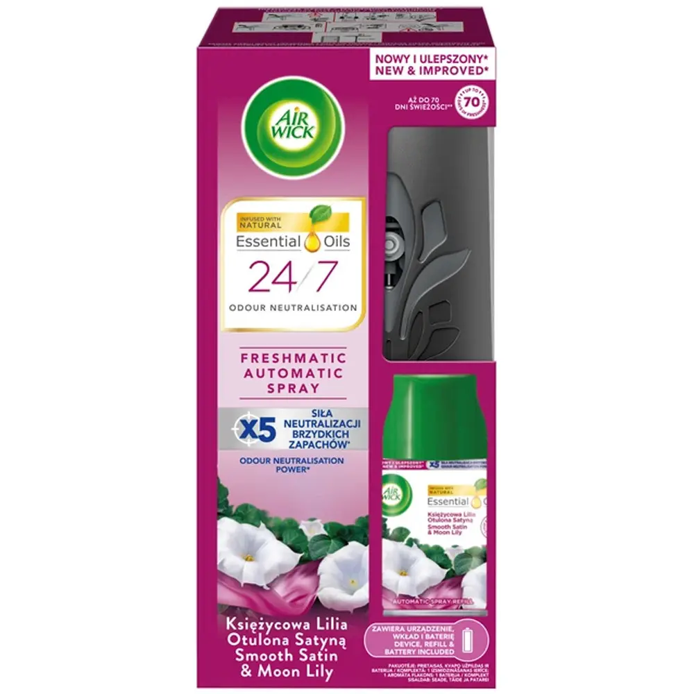 Zdjęcie produktu Odświeżacz Powietrza Automatyczny Air Wick Freshmatic Spray Księżycowa Lilia i Satyna z zapasem 250 ml