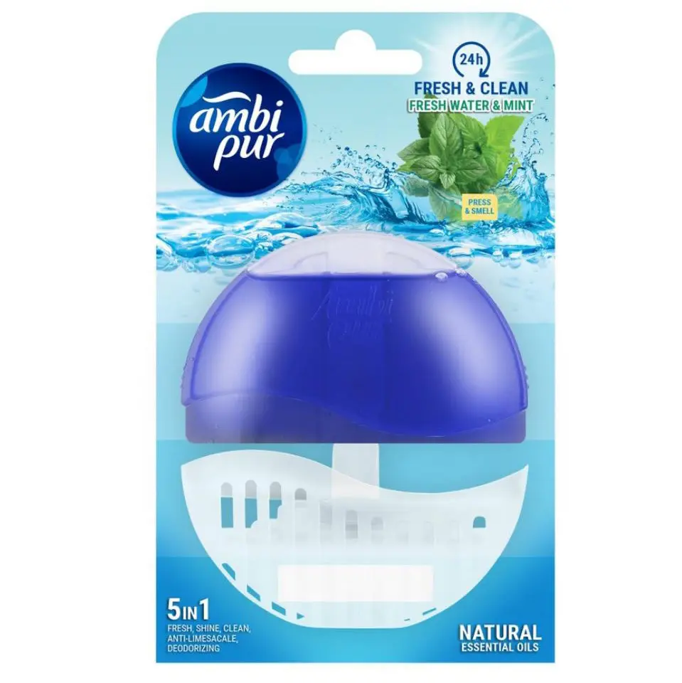 Zdjęcie produktu Zawieszka do toalety wc Ambi Pur 5w1 Fresh Water & Mint świeżość i czystość 1 szt.