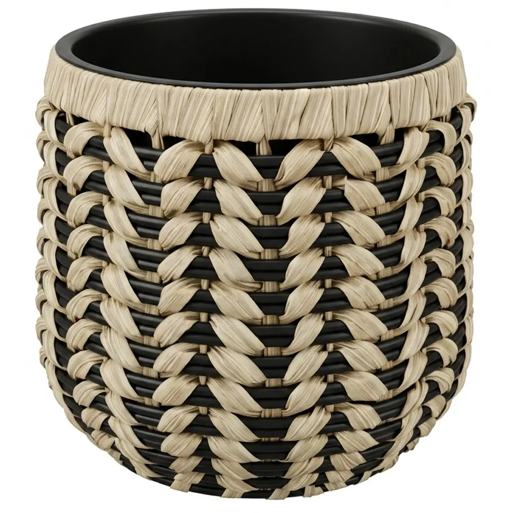 Zdjęcie produktu Donica Rattanowa z Wkładem Arrow Ogrodowa Tarasowa Balkonowa Kwietnik 33x29 cm