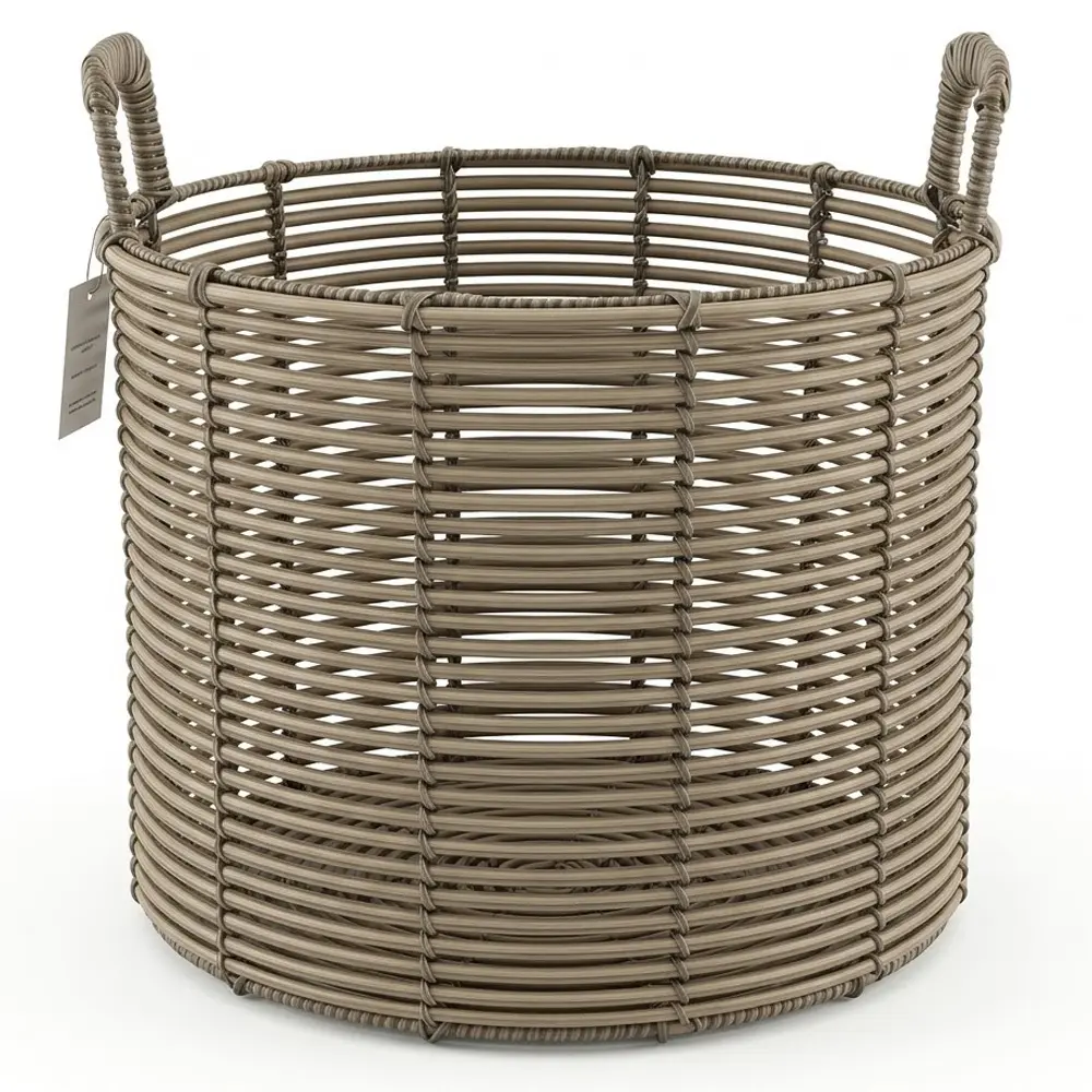 Zdjęcie produktu Donica Rattanowa z Uchem Baket Duża Tarasowa Ogrodowa Balkonowa Kwietnik 37cm x 29-36cm