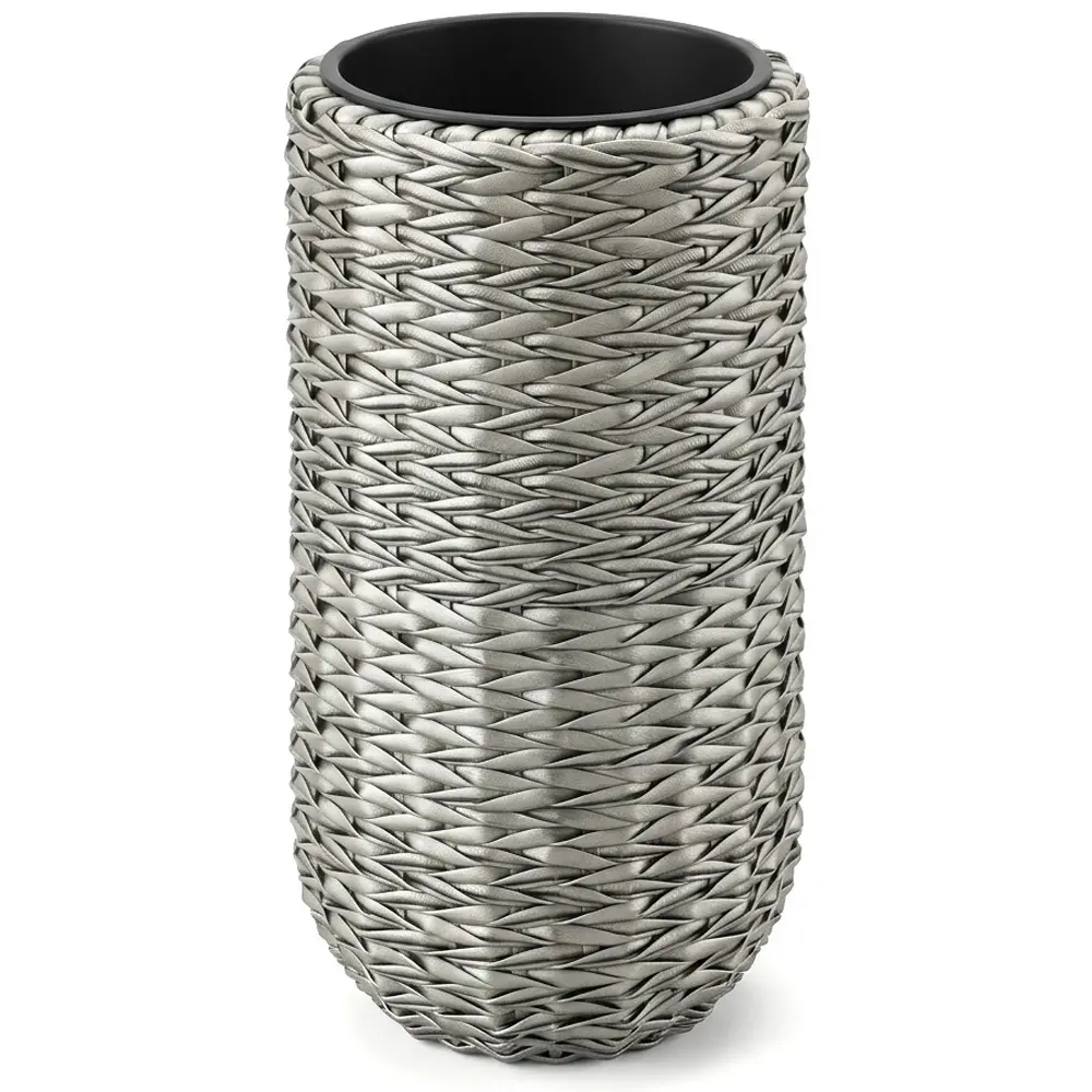 Zdjęcie produktu Donica Rattanowa z Wkładem Scale Tall Szara Wysoka Tarasowa Ogrodowa Rattan Kwietnik 30-34 x 65cm