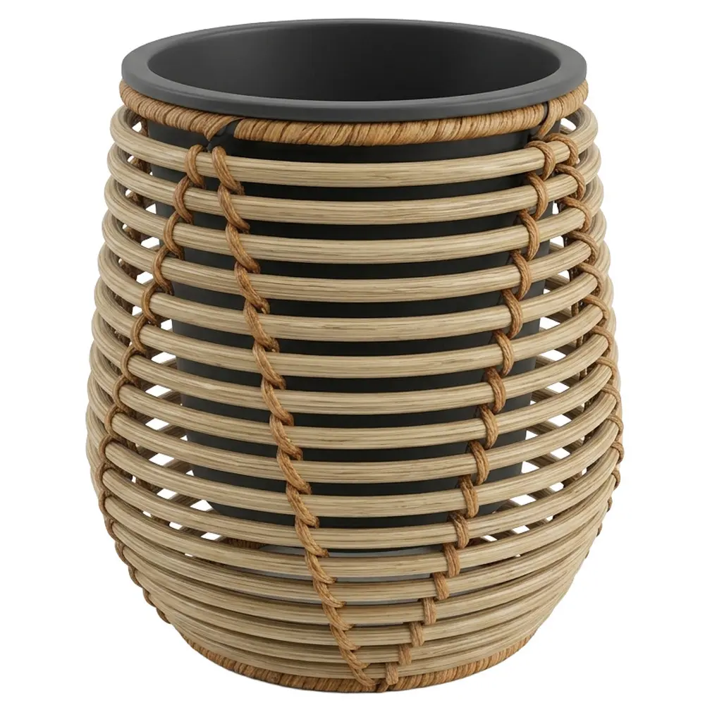Zdjęcie produktu Donica Rattanowa Z Wkładem Tipi Mała Tarasowa Ogrodowa Kwietnik 13-15 x 19cm