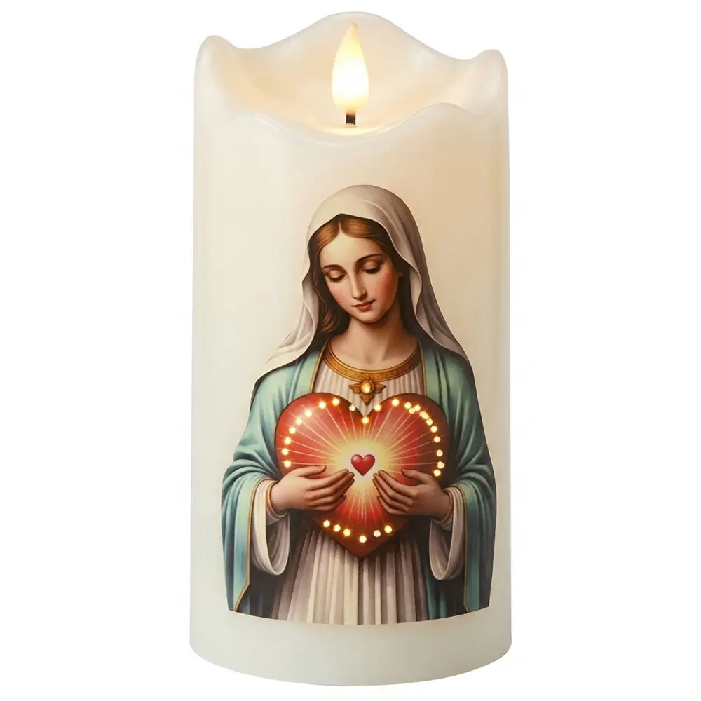 Zdjęcie produktu Wkład Znicz Świeca LED do Zniczy Subito Maria Matka Boska 1127 na baterie Ciepły Płomień 16cm
