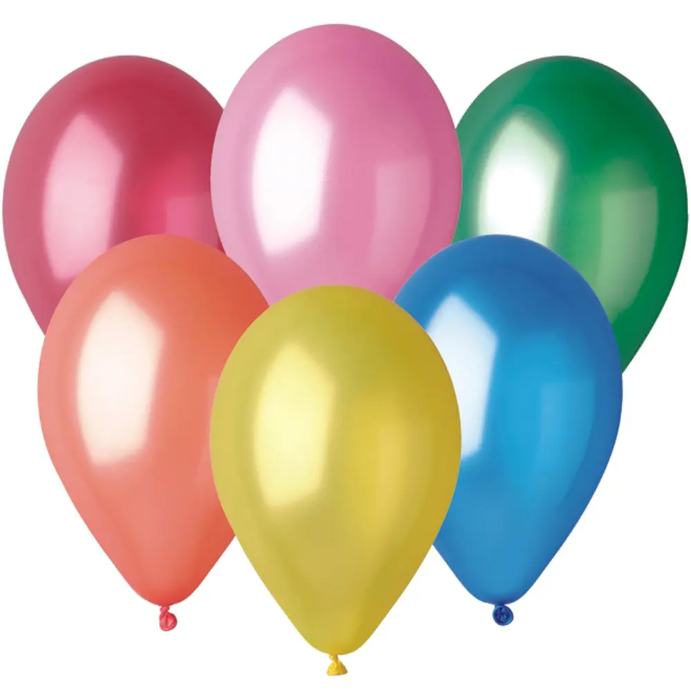 Zdjęcie produktu Zestaw Balonów Imprezowych na Urodziny Kolorowe Metalizowane 26cm mix kolor 100 szt.