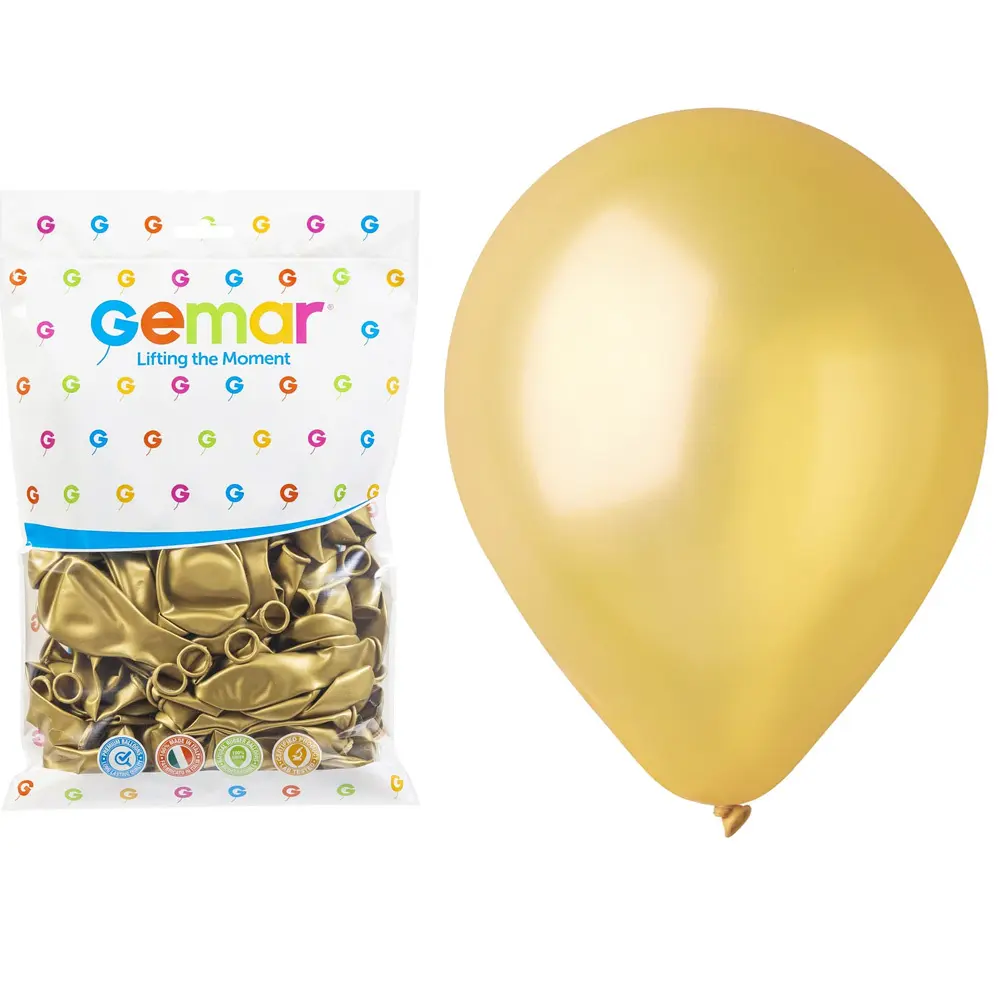 Zdjęcie produktu Zestaw Balonów Imprezowych na Urodziny Złote Metalizowane 26 cm 100 szt.