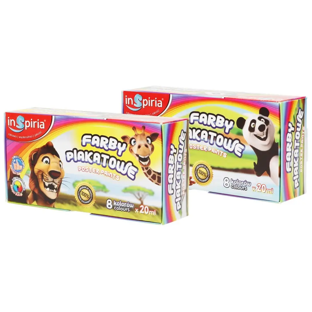 Zdjęcie produktu Farby Plakatowe Szkolne Inspiria 8 Kolorów do Malowania mix wzór 1 opak.