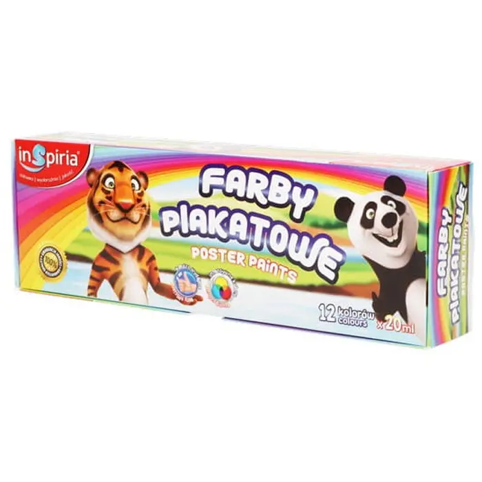 Zdjęcie produktu Farby Plakatowe Szkolne Inspiria 12 Kolorów do Malowania mix wzór 1 opak.