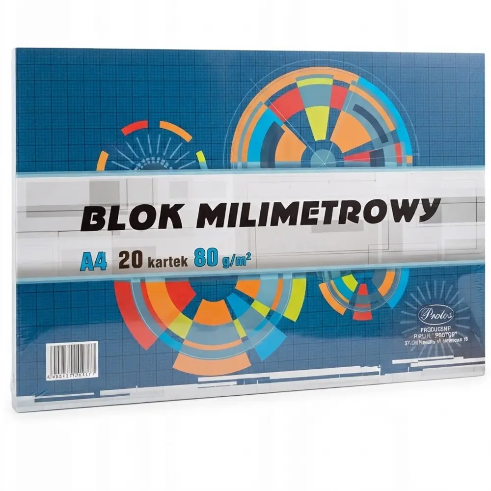 Zdjęcie produktu Blok Milimetrowy A4 20 Kartek 80g/m2 Produkt Polski mix kolor 1 szt.