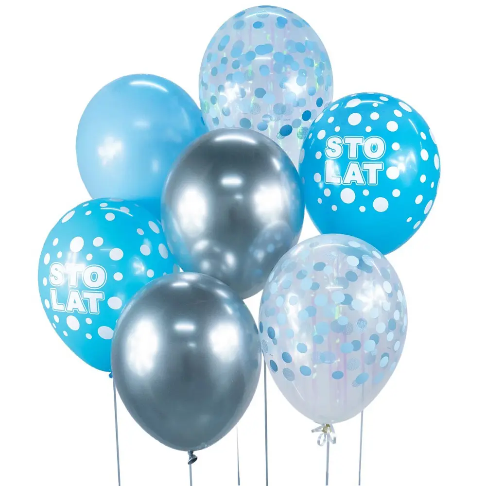 Zdjęcie produktu Zestaw Balonów na Hel Na Urodziny 100 Lat 30 cm 7 sztuk