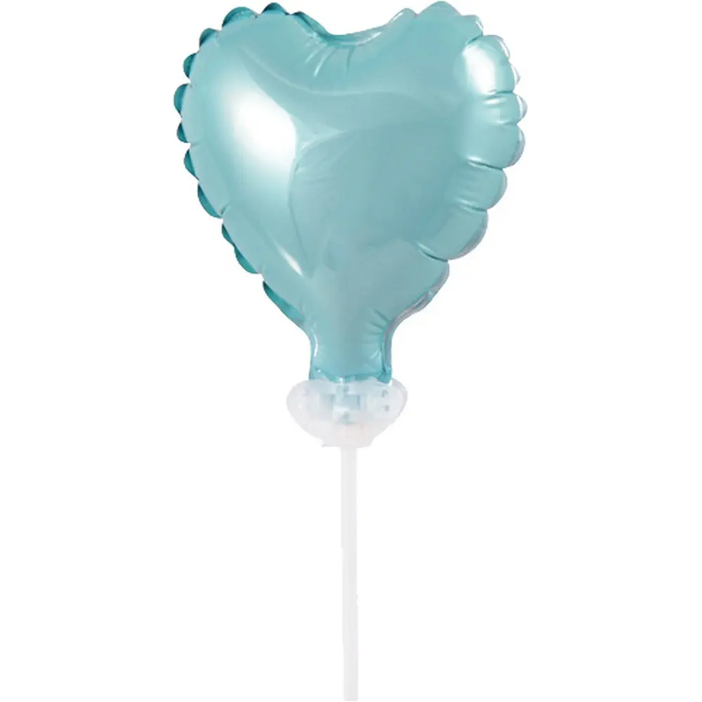 Zdjęcie produktu Balon foliowy Serce Błękitne na Patyczku 8cm na Torf Ciasto Na imprezę Urodziny 1 szt. 