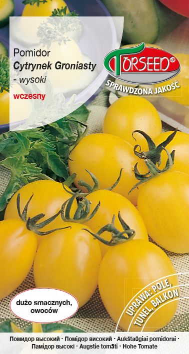 Zdjęcie produktu Pomidor Czereśniowy Cytrynek Groniasty Żółty 01g - Nasiona Pomidora - Uprawa w Ogrodzie