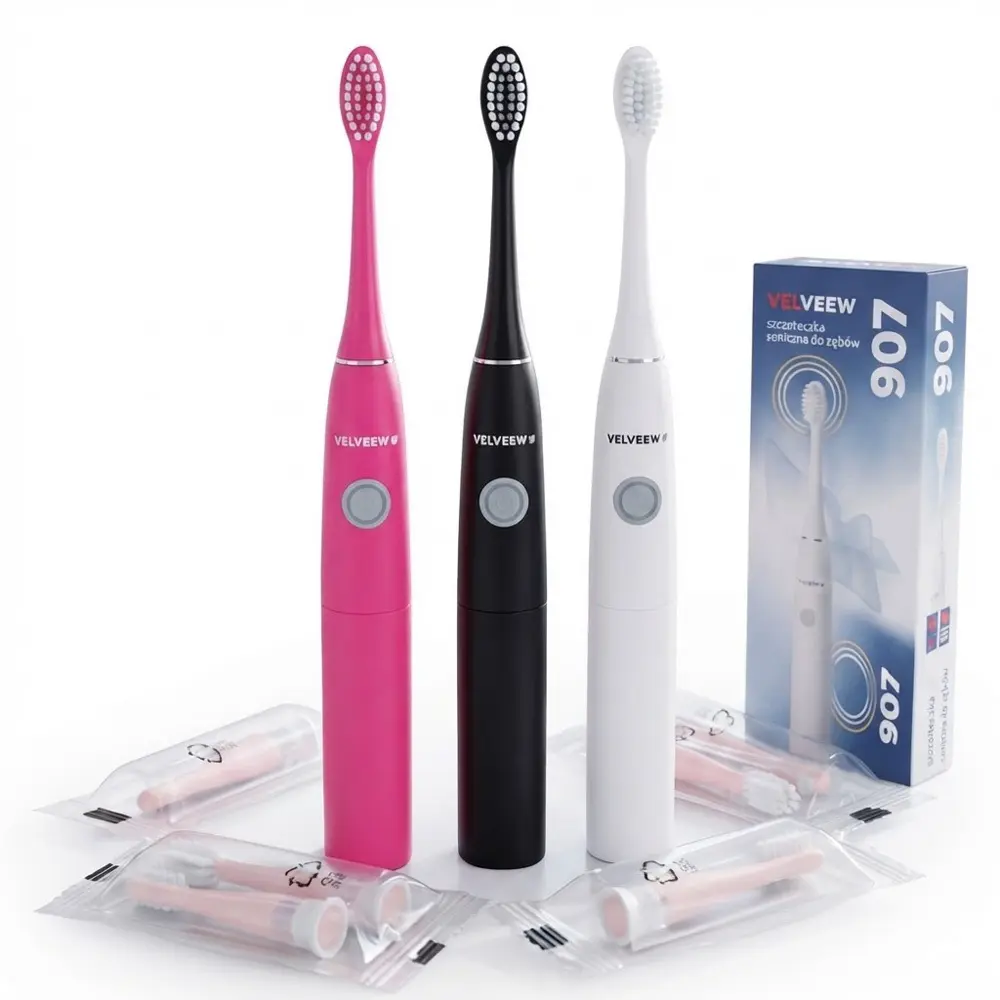 Zdjęcie produktu Szczoteczka Soniczna do Zębów z Atestem PZH Velnew 907 13000 Drgań/m około 100 dni mix kolor 1 szt.