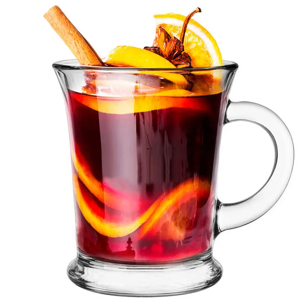 Zdjęcie produktu Kubek Szklany z Uchem do Kawy Herbaty Leo na Deser 350 ml 1 szt.