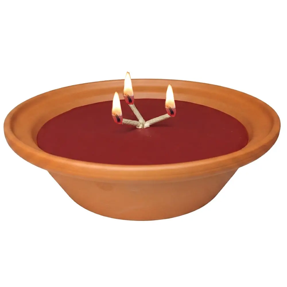 Zdjęcie produktu Znicz Otwarty Ceramiczny Gips Gliniany C6 Tradycyjny z Potrójnym Knotem Zapachowy Różany 6x22cm