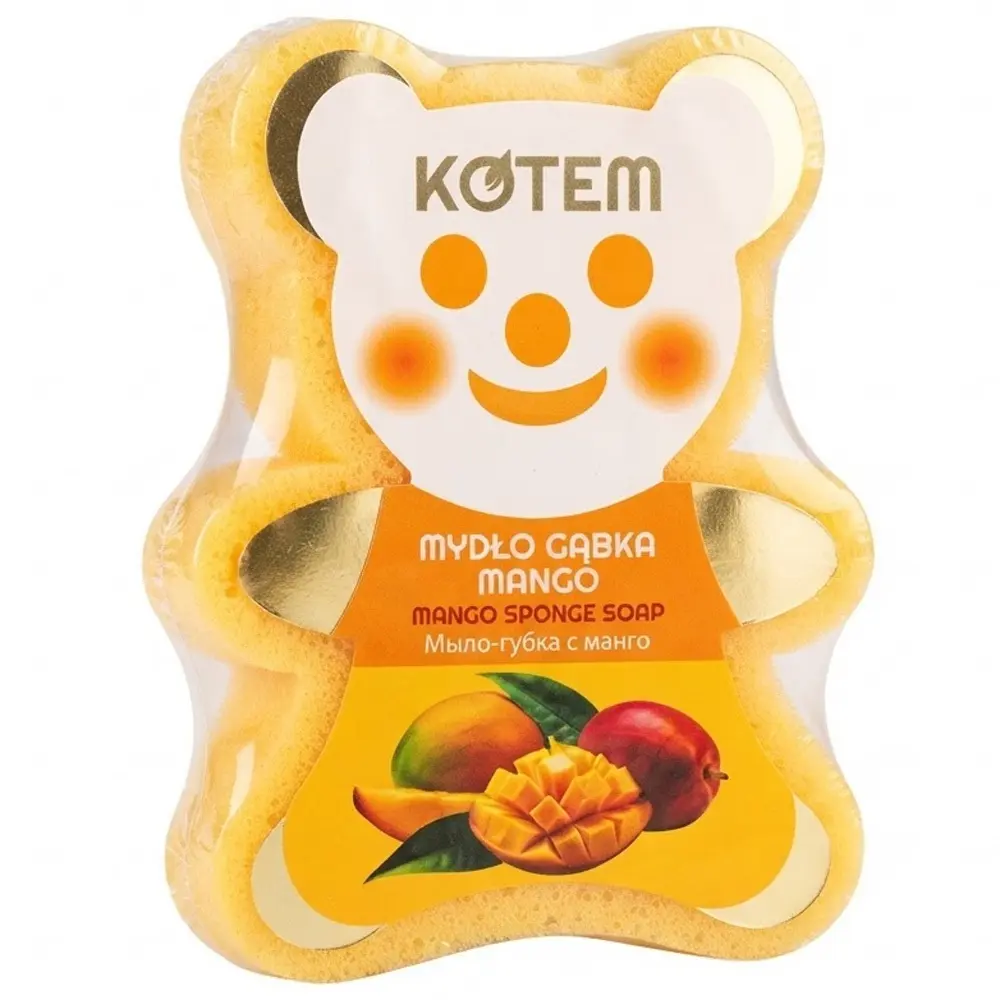Zdjęcie produktu Mydło w Gąbce Kotem Miś dla dzieci z Mango Zapachowe 